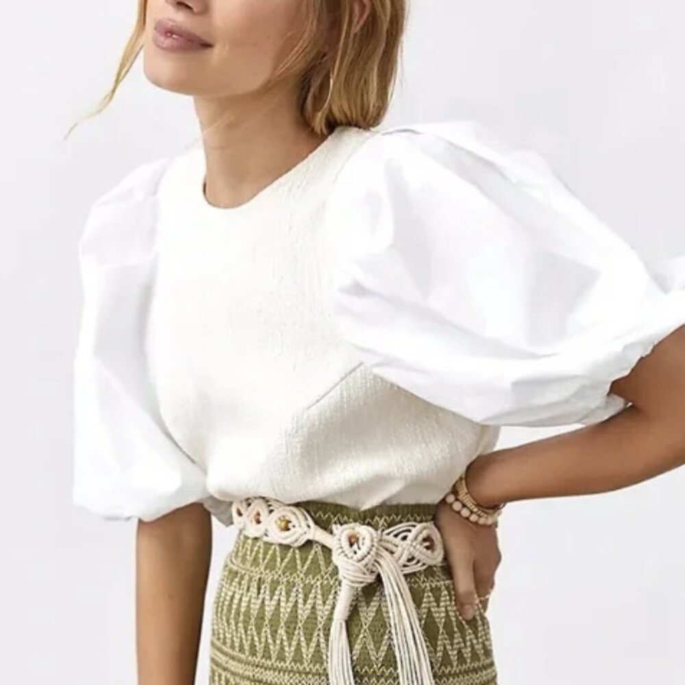 Puff-Sleeved Blouse (Size: S Petite)